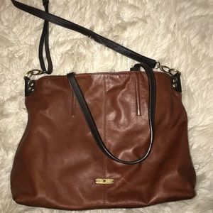 BLACK AND BROWN LEATHER PURSE
